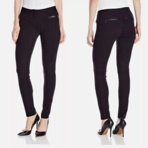 Paige Black Label Los Feliz Pants Moto Pocket Zippers Leather Accent Size 25